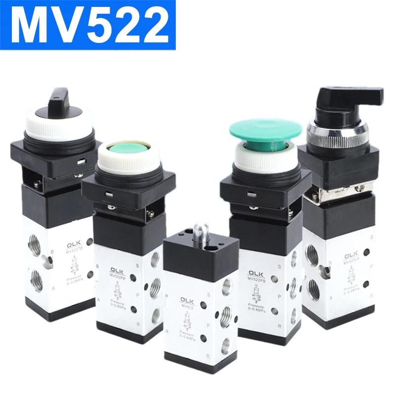 MV322 MV522R/PB/EB/TB นิวเมติกวาล์ว 2 ตําแหน่ง 5 ทิศทางคู่มือวาล์ว Air สวิทช์ควบคุมวาล์ว Push ปุ่ม M
