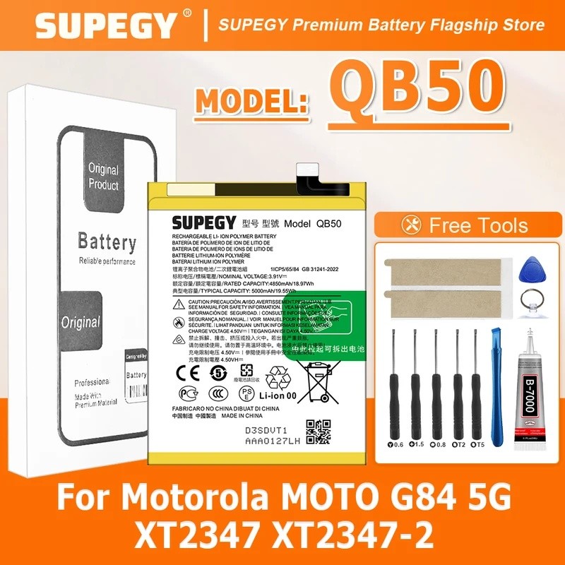 100% ใหม่ High Quanlity QB50 5000mAh แบตเตอรี่สําหรับ Motorola MOTO G84 5G XT2347 XT2347-2 แบตเตอรี่
