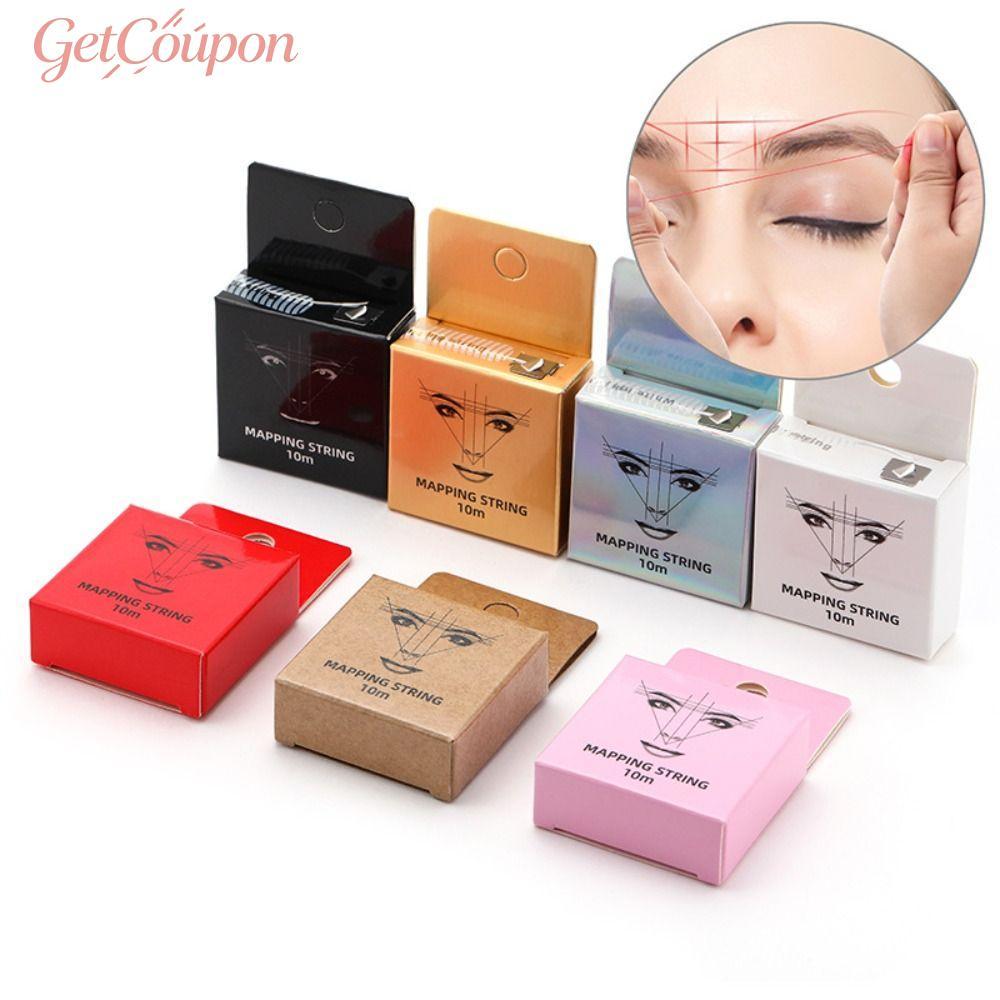GETCOUPON Eyebrow Tattoo Thread, Eye Makeup Tools 10m Mapping Eyebrow Marker Thread, Mapping String Microblading PMU String Pre-Inked Drawing Tool Eyebrow