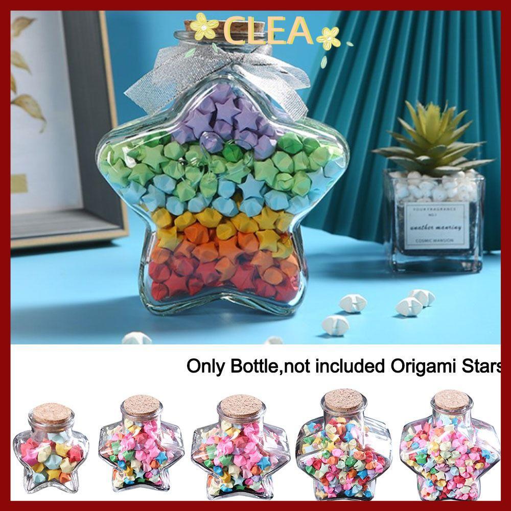 in stockCLAWishing Bottle, Stars Shape Craft Origami Stars Glass Bottle, Mini Pentagram Storage Bott