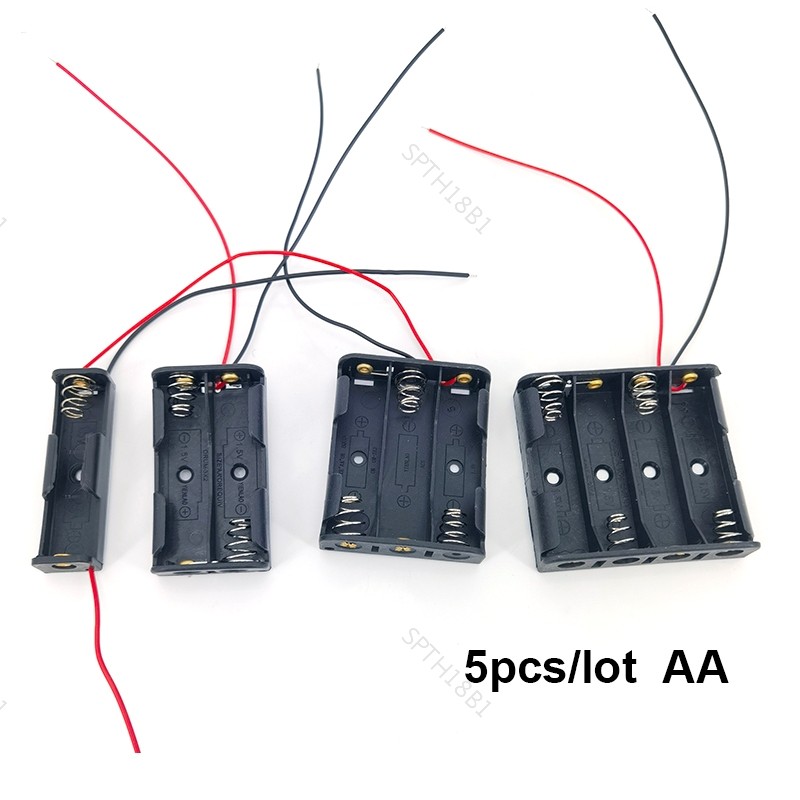 5pcs 1 2 3 4 ช่อง AA 2AA 3AA 4AA 1.5v 3v 4.5v 6v ขนาดแบตเตอรี่กล่องเก็บกล่อง 3Xaa 2xaaaaaa aa พร้อมต