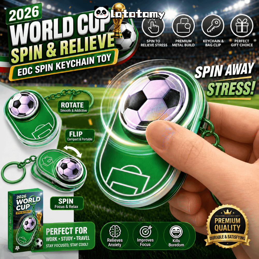 LATATPH ฟุตบอล Fidget Slider พวงกุญแจ, Anti-Anxiety หมุน EDC Push Card Fidget ของเล่น, กีฬาความเครีย