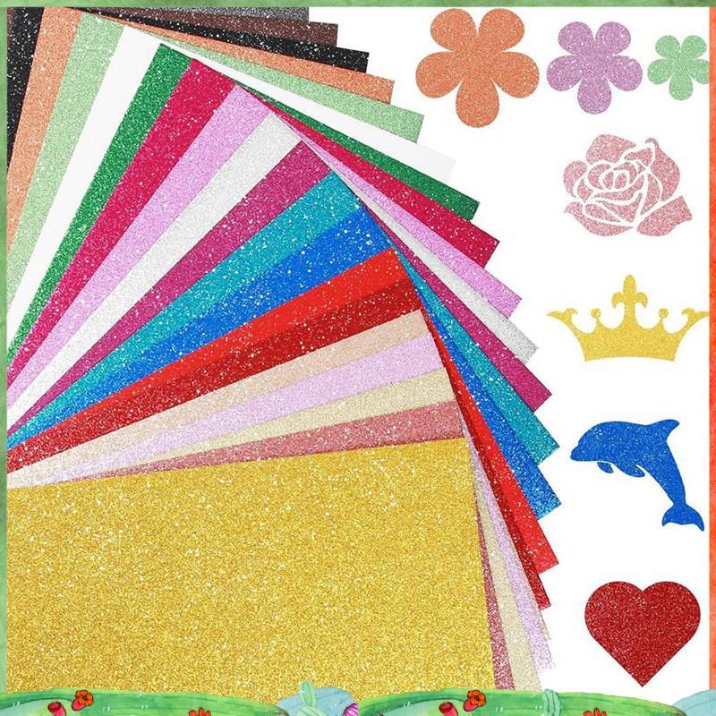 40 แผ่น 20 สี Sparkly Cardstock, 250GSM A5 Glitter Paper No-Shed หนา Shimmer Card Stock