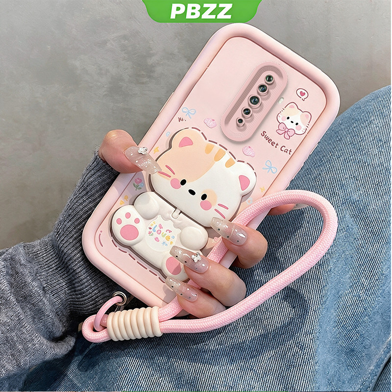 PBZZ สําหรับ OPPO Reno 2F reno2 F 2 F เคสโทรศัพท์ Softcase ซิลิโคนกันกระแทกออกแบบใหม่ความงามสําหรับสาวแมวน่ารักพร้อมที่วางเชือกเส้นเล็ก JTDTMZJ3