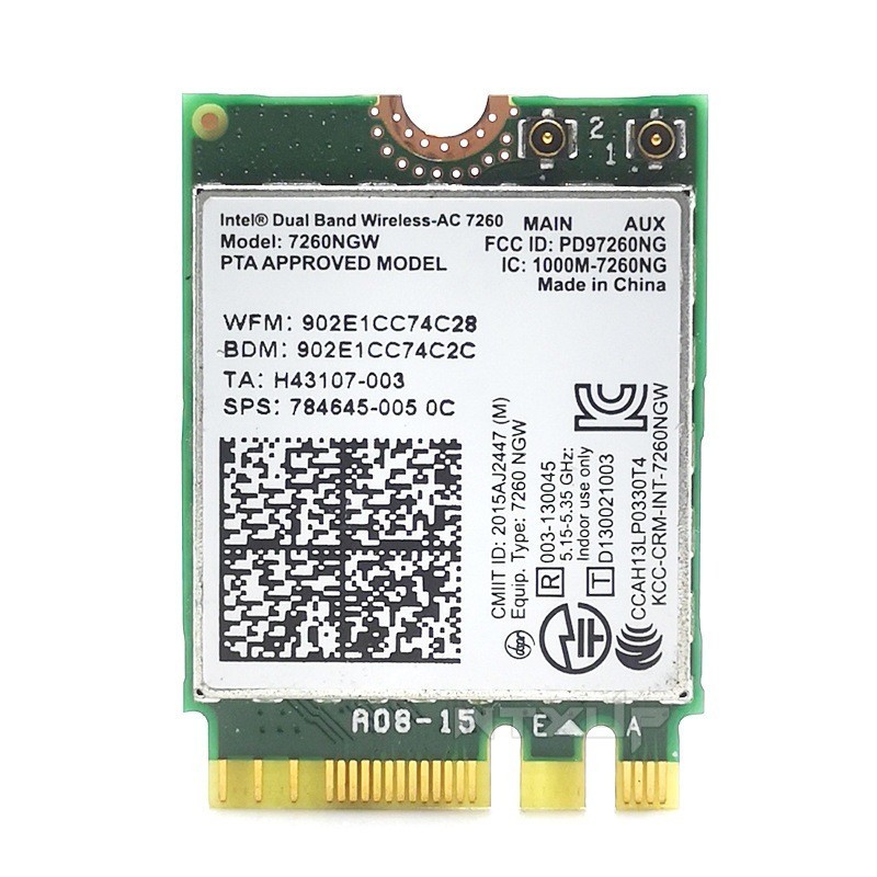WIFI 5 Bluetooth 4.0 Mini M2 การ์ด7260NGW / 7260AC AC 1200M 2.4G/5G