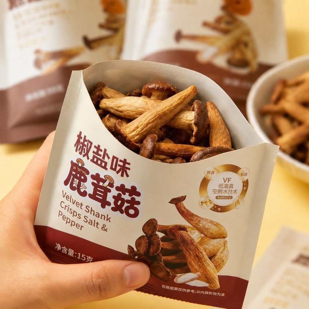 Salt Pepper Antler Mushroom Crispy Snacks Glutton-Relieving Black Truffle Flaving Crispy Glutton-Rel
