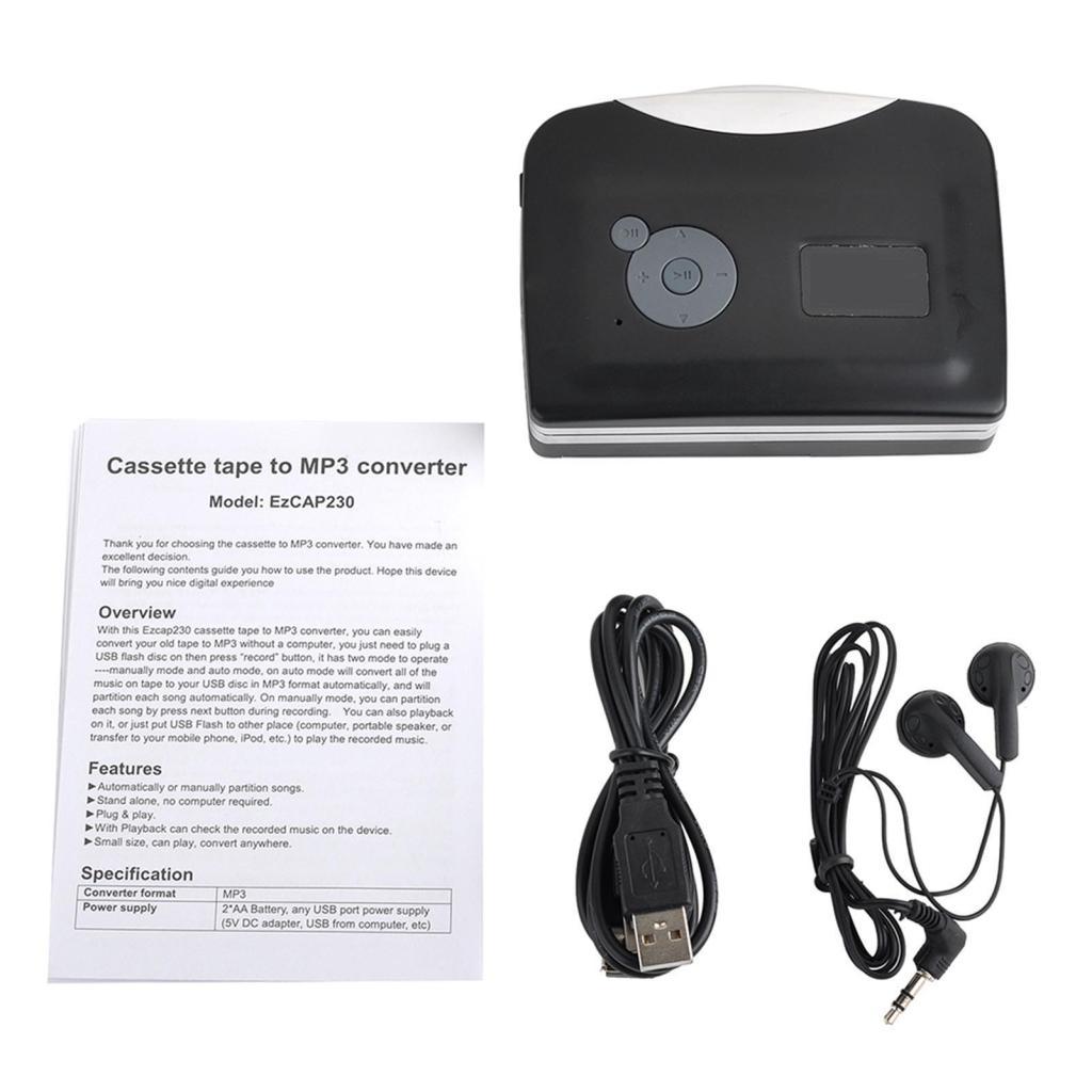 Legendtop Ezcap230 เครื่องเล่นเทปคาสเซ็ต USB พร้อมตัวแปลงเทปถึงMP3 เครื่องบันทึกเสียง Walkman แบบพกพ