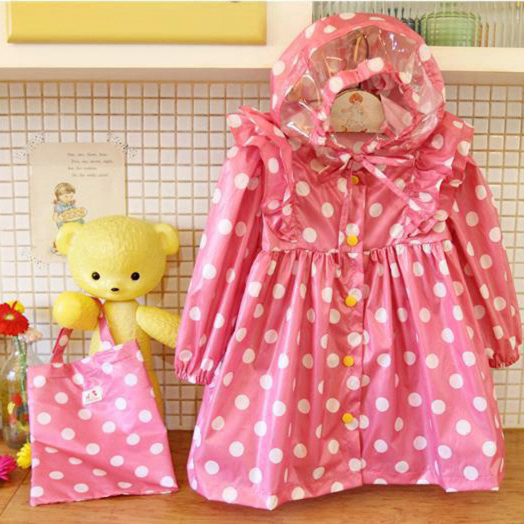 ความสูง 90-120 ซม. Polka Dot Ruffled เจ้าหญิง Poncho นุ่มฟรีกระเป๋า enbihouse สาว Polka Dot เสื้อกัน