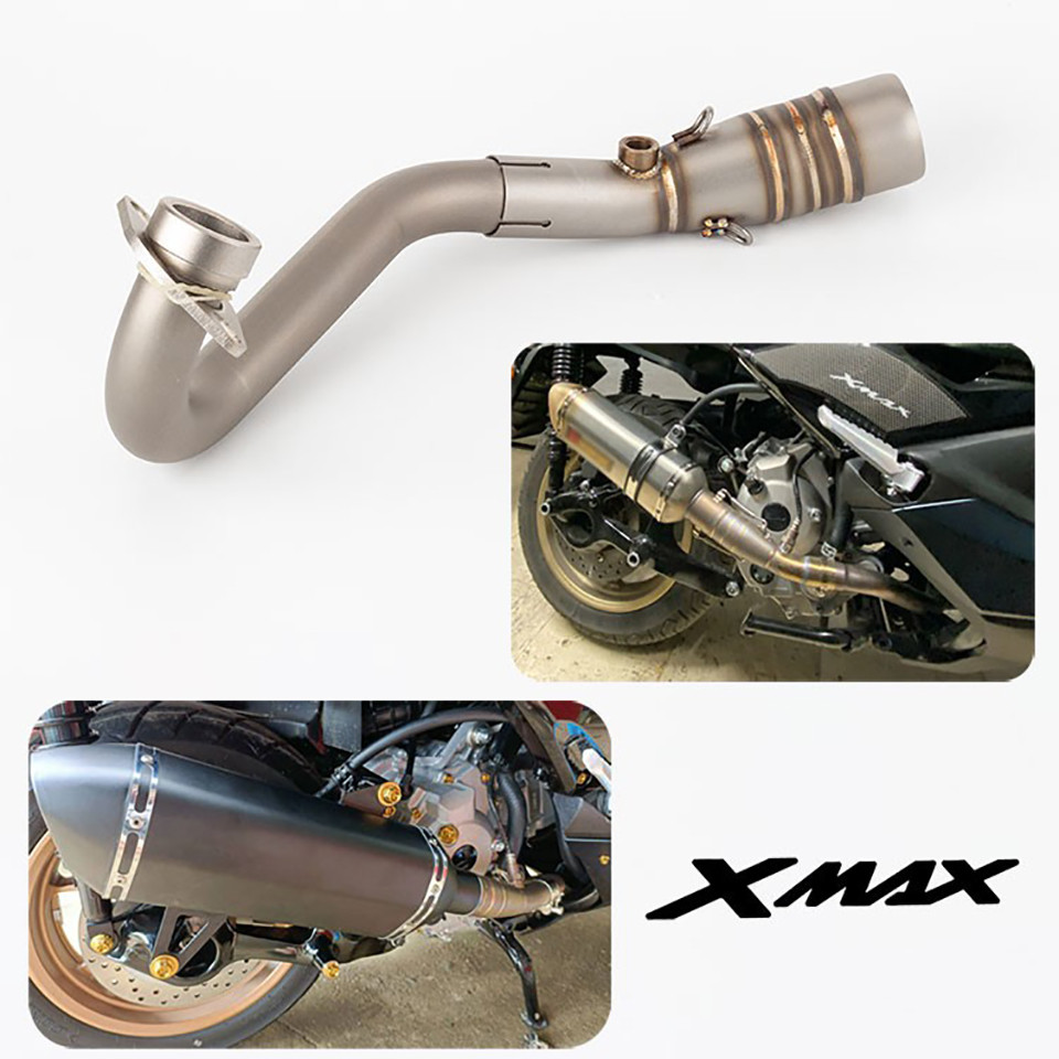 รถจักรยานยนต์ท่อไอเสีย Link ท่อ Fit สําหรับ Yamaha XMAX250 XMAX300 ท่อไอเสีย Escape ดัดแปลงด้านหน้าก