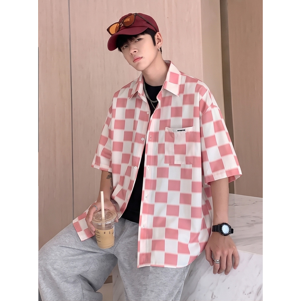 เสื้อเชิ้ตลายสก๊อตสไตล์เกาหลี 🍂 WMA190 ดีไซน์เรียบเท่ แขนยาว คอปก สวมใส่ง่าย แมทช์ได้กับทุกสไตล์ 📸