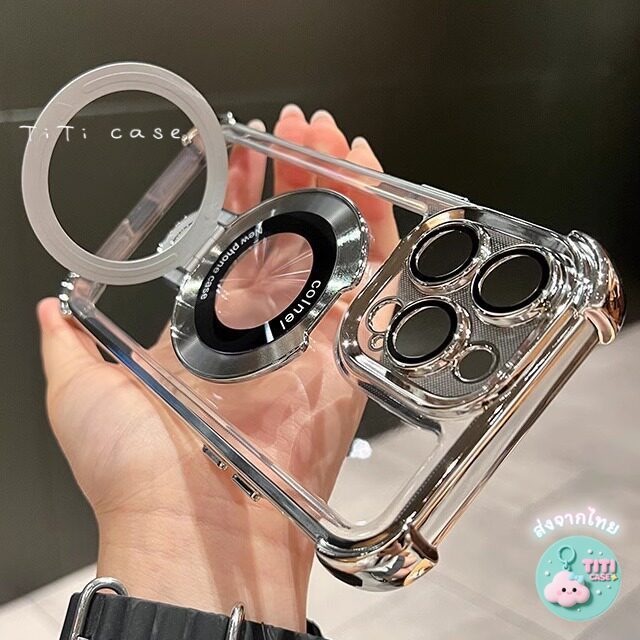 TiTi เคสโทรศัพท์มือถือ ใส กันกระแทก 4 มุม พร้อมที่ตั้งวางแม่เหล็ก For OPPO A5 PRO A54 A74 A79 RENO 11F 12 13 14 7 6PRO