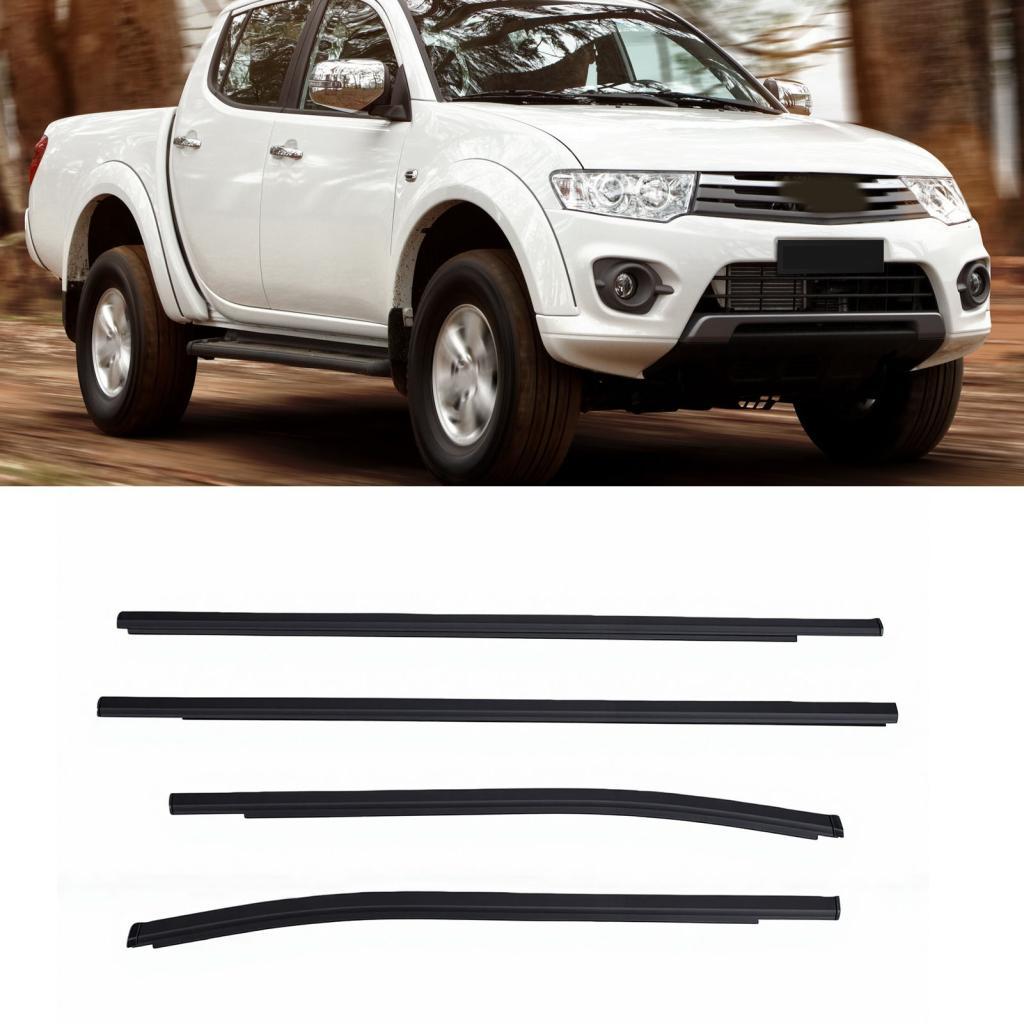E_shop-TH 4 ชิ้นประตูหน้าต่าง Weatherstrip MN117611 ยางซีลเข็มขัดสำหรับ Mitsubishi L200 2006-2014