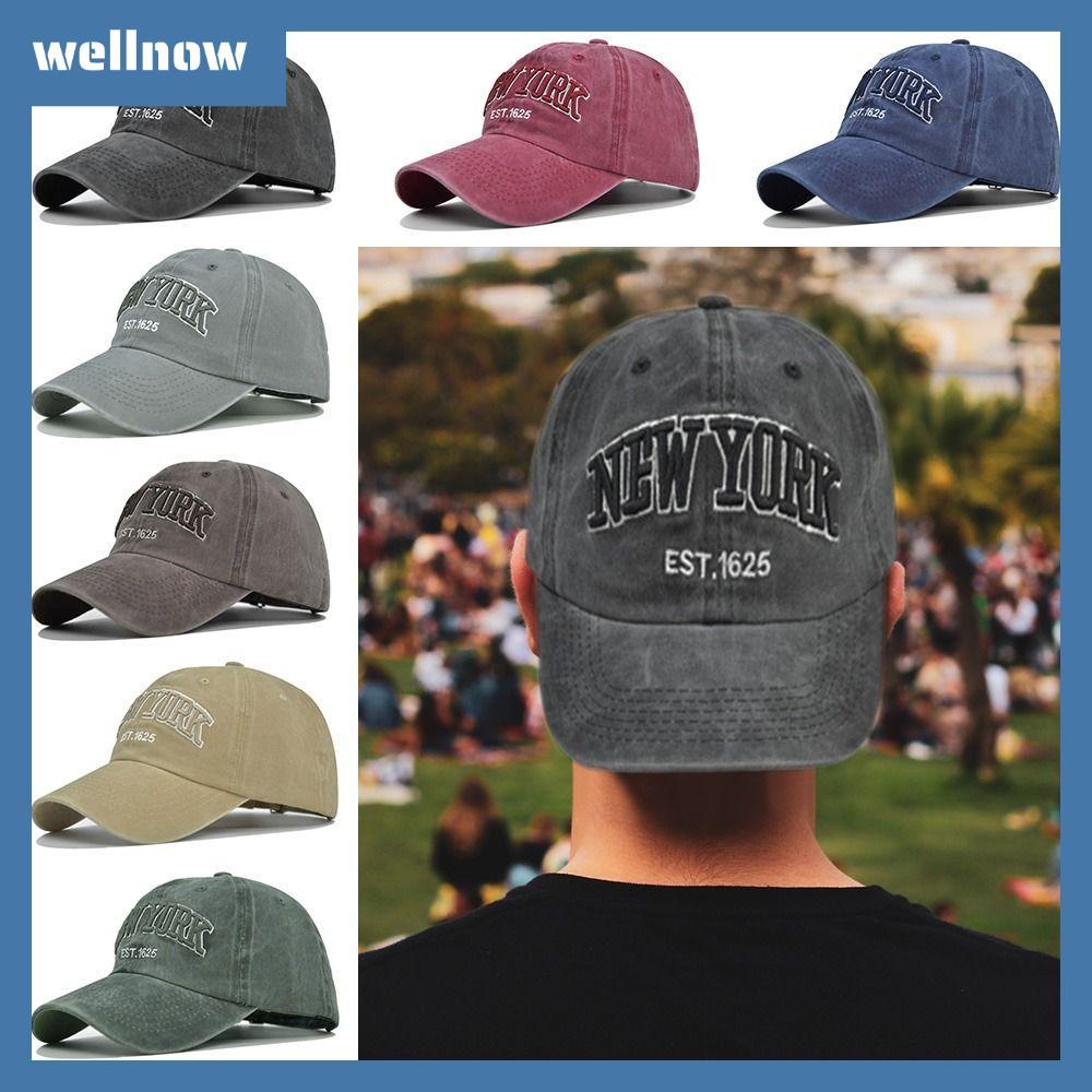 WELLNOW Distressed Faded Cap แฟชั่นปรับกีฬากลางแจ้งเบสบอลหมวก