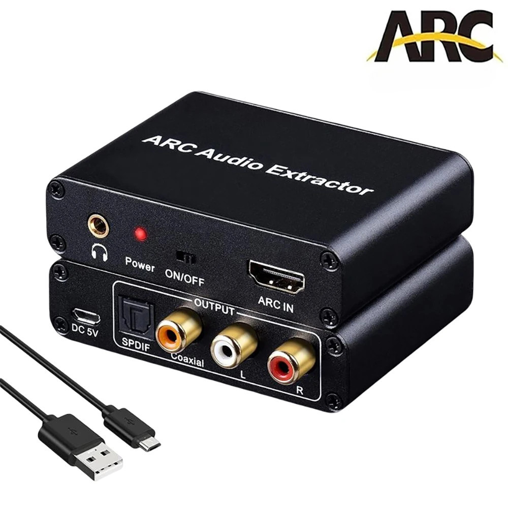 192KHz HDMI ARC Audio Extractor Converter Optical Coaxial RCA 3.5 มม.AUX Jack สําหรับทีวี