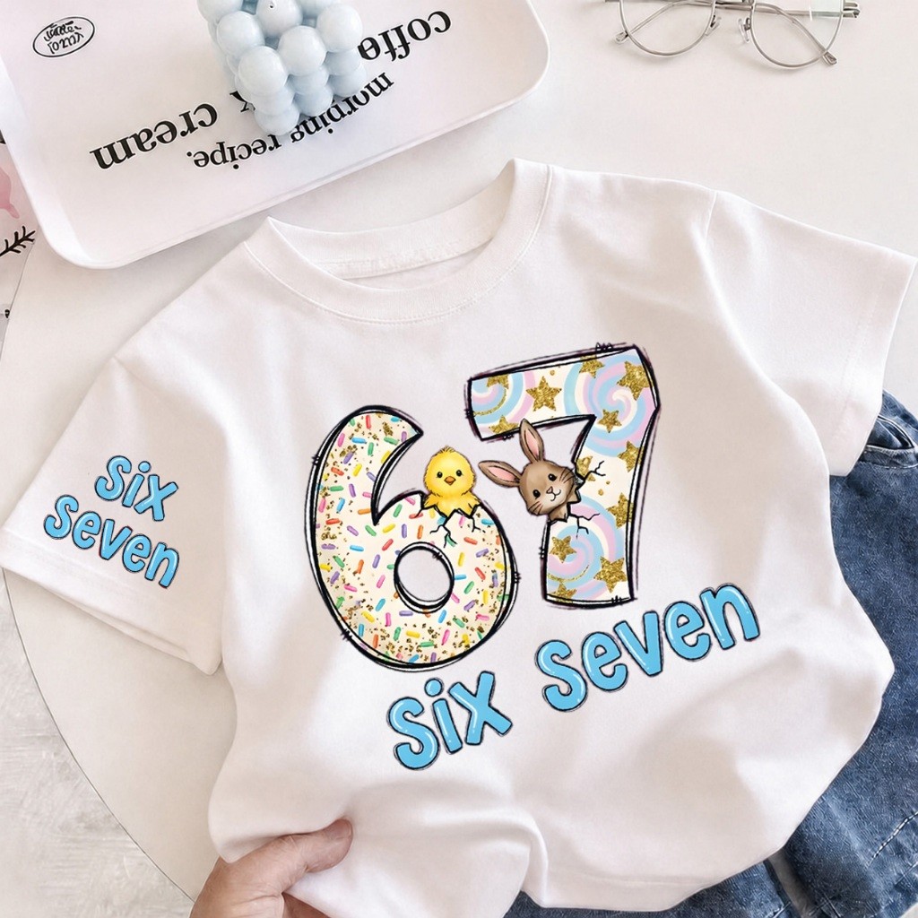【ส่งไว 24 ชม.】เสื้อยืดเด็กแขนสั้น ลาย 67 รองรับ COD เนื้อผ้านุ่ม สวมใส่สบาย สำหรับเด็ก 1-12 ปี