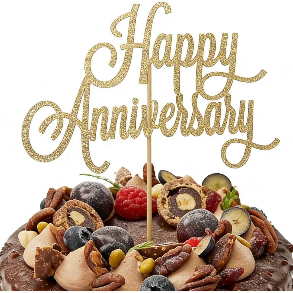 Happy Anniversary Cake Topper,Wedding Anniversary Party Decoration,1st, 2, 3, 10/15/16/18/20/30/40th