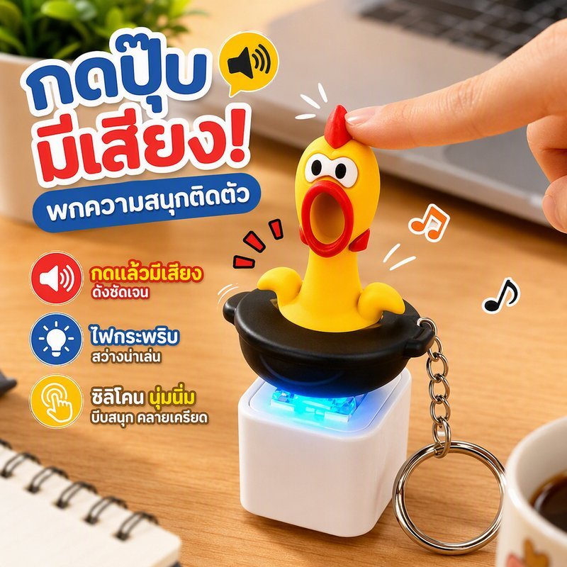 พวงกุญแจ ตุ๊กตาซิลิโคน กดมีเสียง ไฟกระพริบ ของเล่นคลายเครียด พกพา แบบชาร์จ แบตเตอรี่