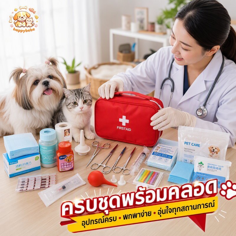 ชุดช่วยคลอด สุนัข แมว อุปกรณ์ทำคลอด กระเป๋าใหญ่ ครบชุด ถุงมือ กรรไกร แผ่นซับ เข็มฉีดยา