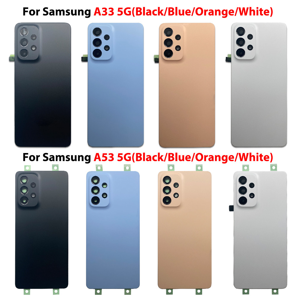พร้อมสต็อกสําหรับ Samsung A33 A336 A53 A536 A73 A736 5G ฝาหลังแบตเตอรี่แผงกระจก + เลนส์กล้อง ﻿+ โลโก้