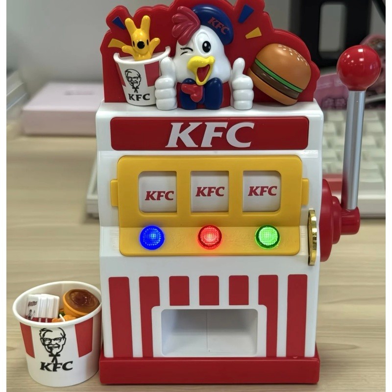 2026 KFC&China Meituan Mini Slot Machine Toy,KFC Qiqi Lucky Draw Machine Toy