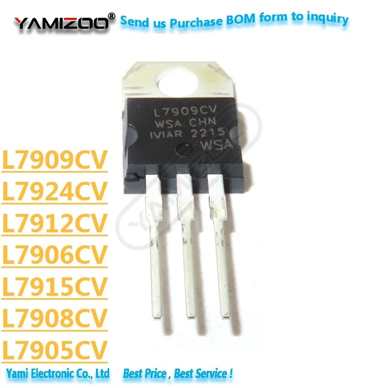 5PCS L7905 L7906 L7908 L7909 L7912 L7915 L7924 L7924CV TO-220 L7905CV L7906CV L7908CV L7915CV ขายส่ง