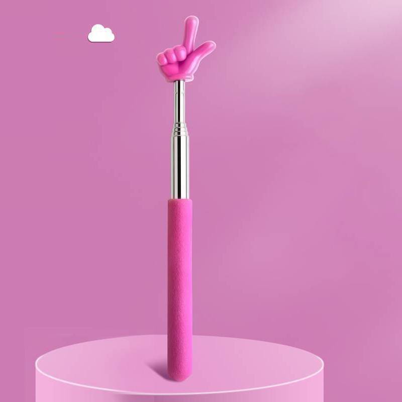 (ใหม่) Retractable Teacher Pointer Finger Design StainlessSteel Telescopic School Teaching Pointer S