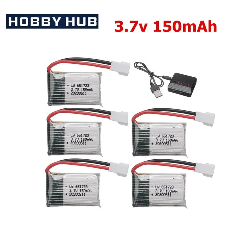 H8Mini 3.7v 150mah 651723 แบตเตอรี่ Lipo และเครื่องชาร์จสําหรับ H2 H8 H48 U207 RC Quadcopter Drone อ
