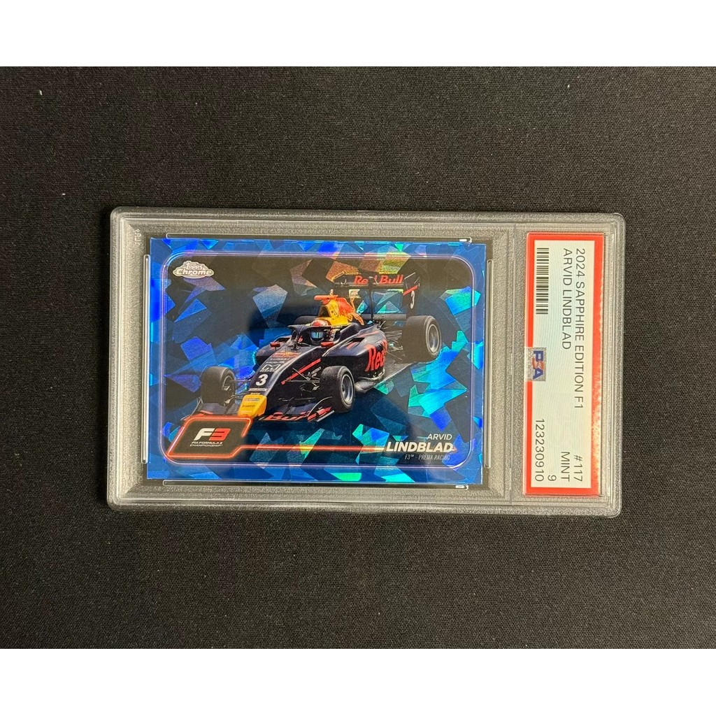 F1 Topps Chrome Linder Brad Racing Car Teka Blue Fragmented Ice PSA Grade 9 Points Very Rare Officia