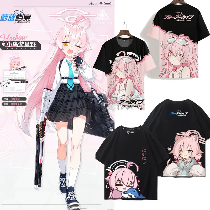 เสื้อยืดพิมพ์ลาย 3 มิติ ลายการ์ตูนอนิเมะจากเกม Game Blue Archive สำหรับผู้ชายและผู้หญิง สไตล์ฮาราจูกุ Y2K แขนสั้น