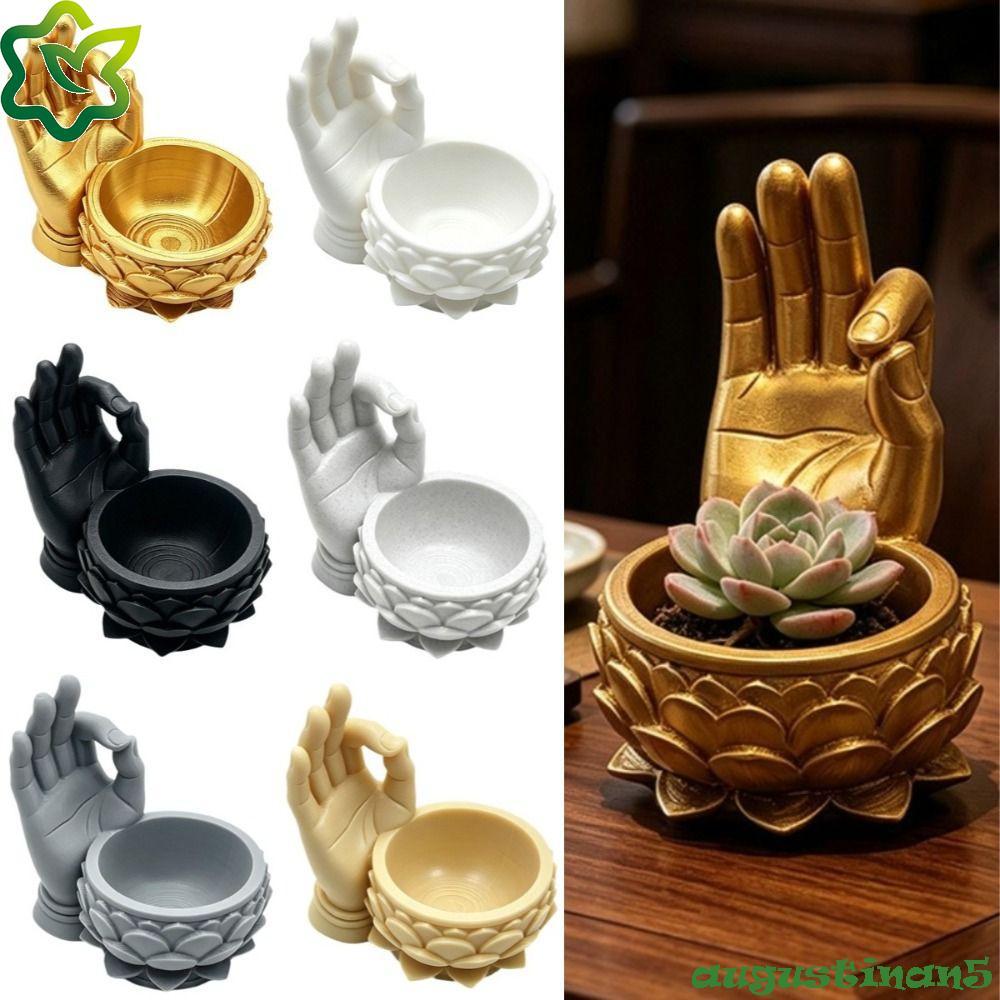 AUGUSTINAN โลตัสรูปดอกไม้หม้อ, 3D พิมพ์ Creative Succulent Planter, ตกแต่งหม้อ Ok มือตลก Handmade Ze