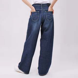 LEE กางเกงยีนส์ผู้หญิง เอวสูง ทรงขากว้าง Wide Leg รุ่น LE S226WWIDN26 สียีนส์เข้ม