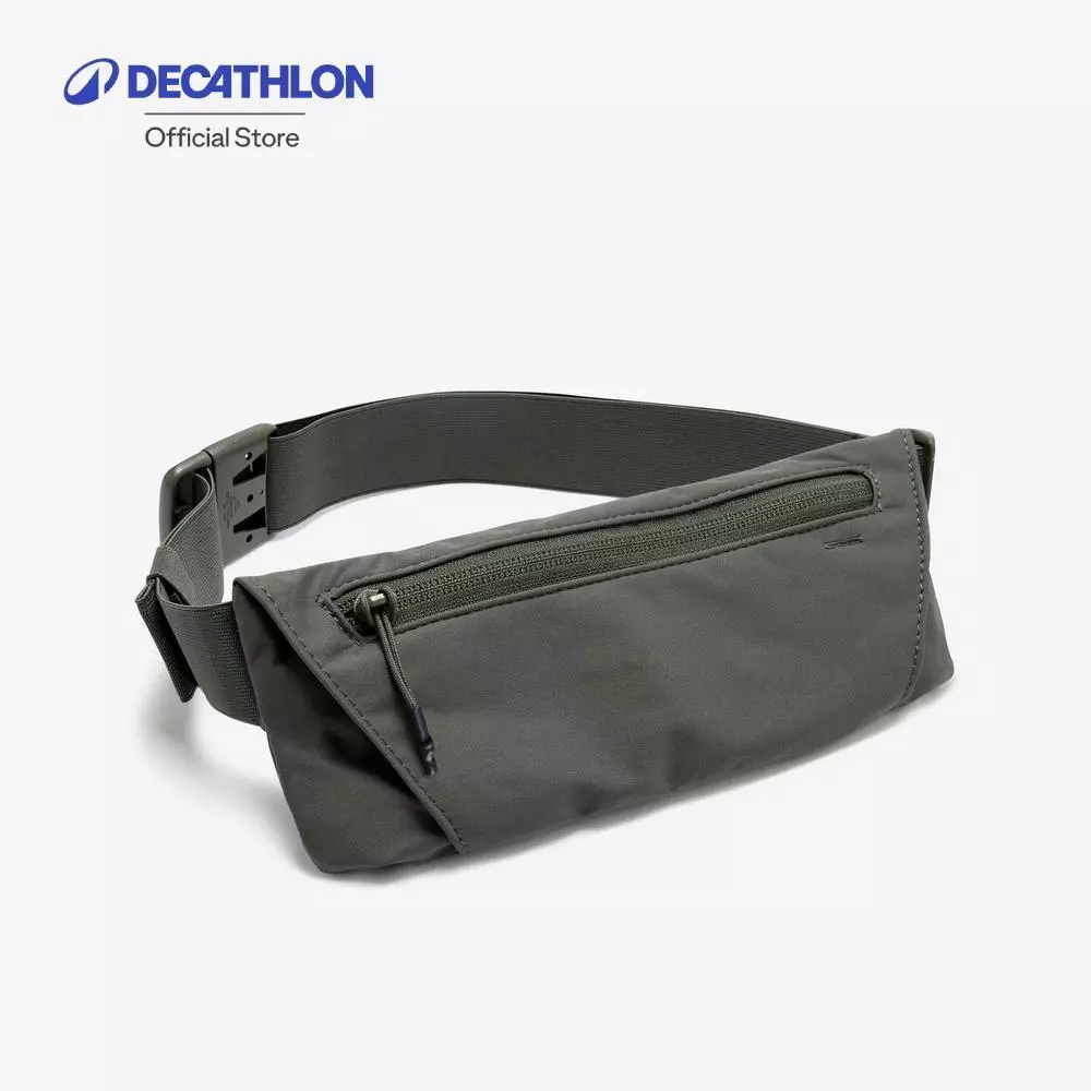 Decathlon Running Belt With 2-Compartment Pockets กระเป๋าคาดเอววิ่ง Kiprun ใส่สมาร์ทโฟนได้ รุ่น Basic 2 - Khaki