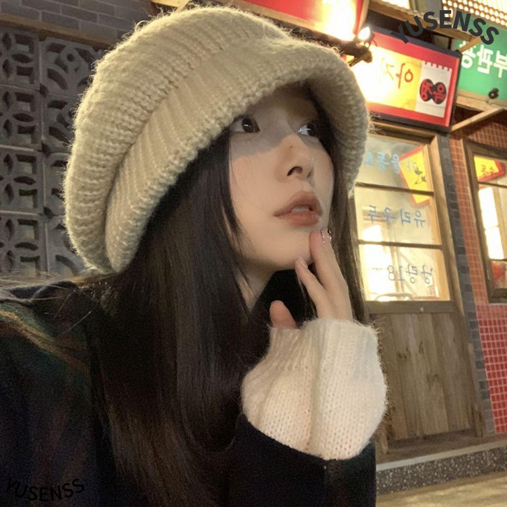 ยูเซ็น หมวกกันหนาว ป้องกันหู ​หมวกบีนนี่ขนาดใหญ่แฟชั่นให้ความอบอุ่นหนากลางแจ้ง ​​หมวกแก๊ปเด็กส่งหนังสือพิมพ์แปดเหลี่ยมสําหรับผู้ชายผู้หญิง