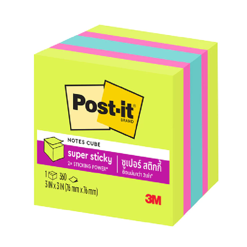POST-IT กระดาษโน้ต ซูเปอร์สติกกี้โน้ต รุ่น 2027-SSGFA คละสี ขนาด 3x3 นิ้ว (แพ็ค 5 เล่ม)