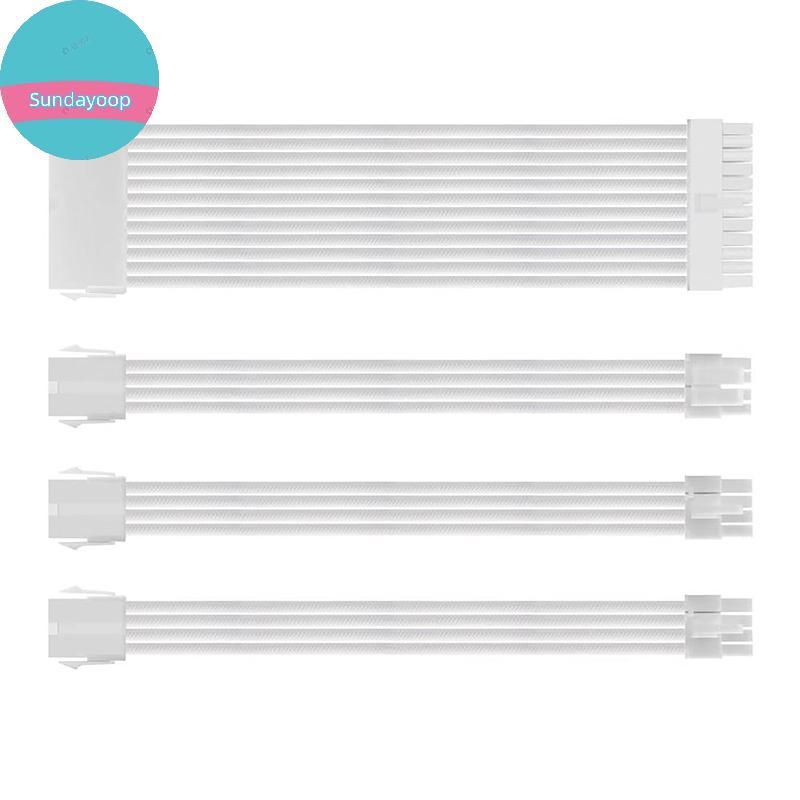 Sund PSU ATX 24Pin สายไนลอนถัก 8-pin 6 + 2pin สายไฟ 24 พินเมนบอร์ดสําหรับคอมพิวเตอร์พีซีกรณีสายไฟชุด