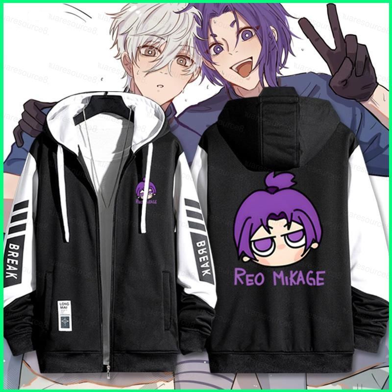 BLUE LOCK Isagi Yoichi Chigiri Hyoma Nagi Seishiro เสื้อโค้ทซิปเสื้อแจ็คเก็ตมีฮู้ด