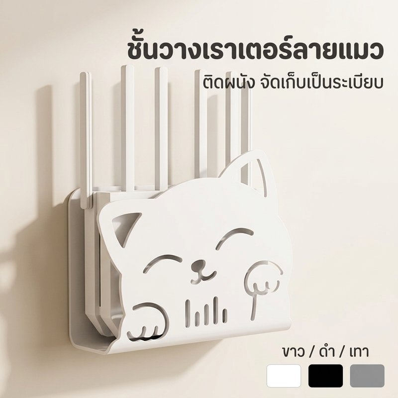 ชั้นวางเราเตอร์ติดผนัง กล่องเก็บไวไฟ ซ่อนสายไฟ ที่วางกล่องทีวี จัดระเบียบบ้าน ไม่รกตา