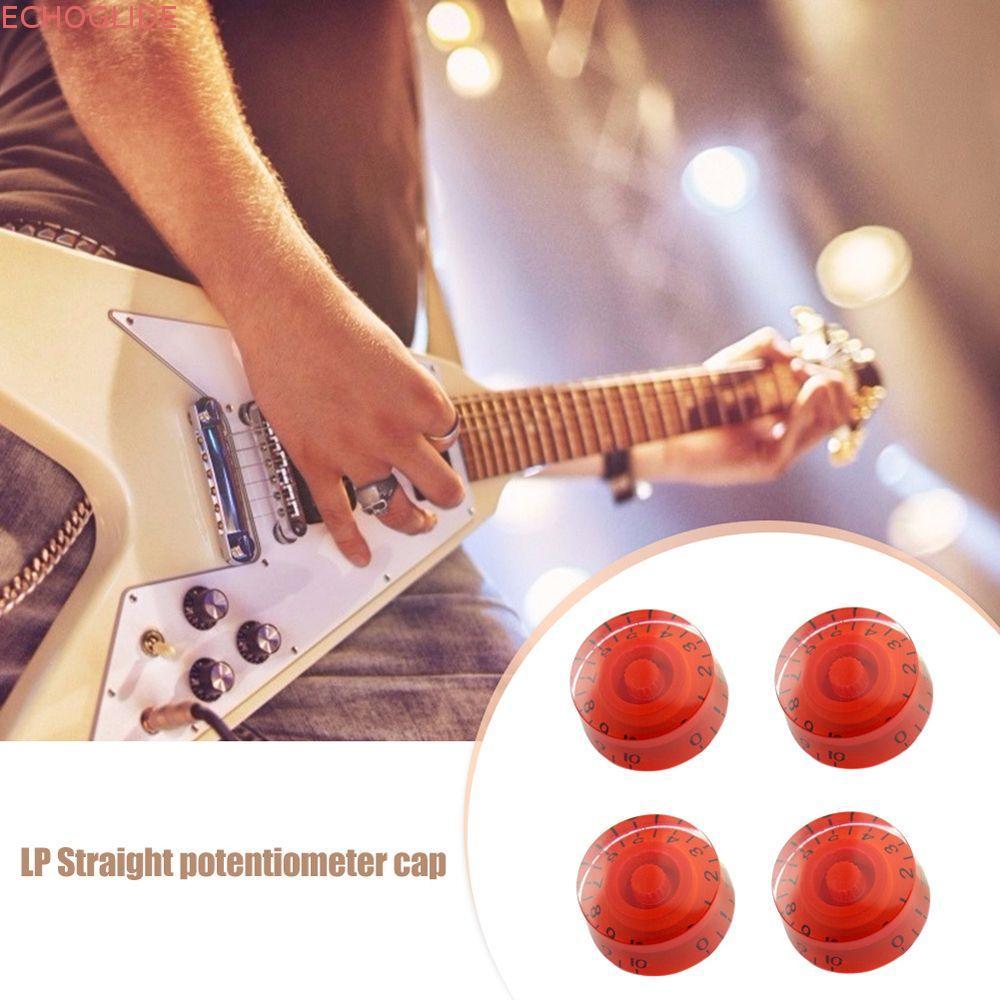 ECHOGLIDE กีตาร์ Potentiometer หมวก Volume Knob 4 ชิ้น Tone Control Knob กีตาร์อะไหล่เปลี่ยนลูกบิด V