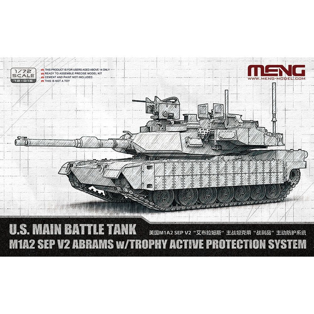 3G รุ่น MENG ประกอบถัง 72-016 1/72 M1A2 SEP V2 พร้อมระบบ Active Protection สินค้าใหม่