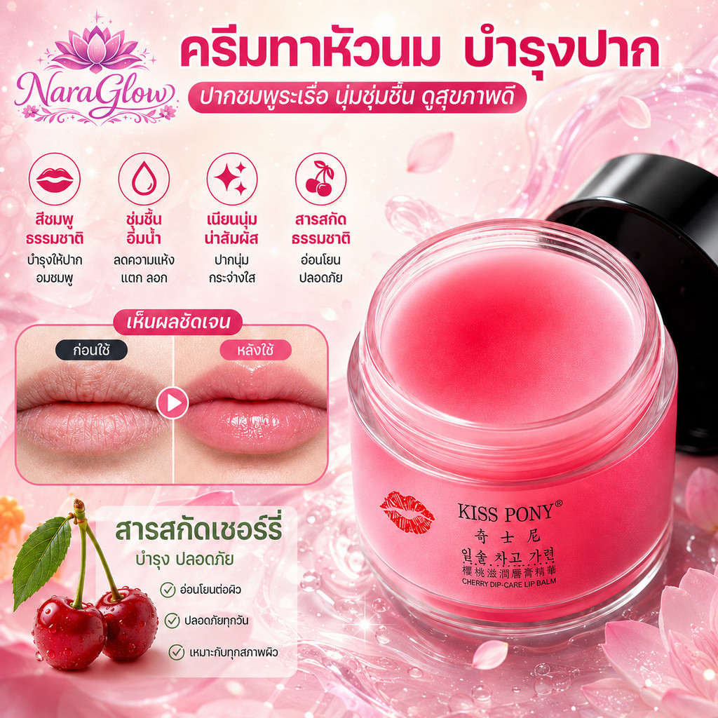 Premium Lip & Nipple Cream ครีมบำรุงปากและหัวนม ช่วยให้สีชมพูดูเป็นธรรมชาติ ชุ่มชื้น อ่อนโยน เนียนนุ่ม
