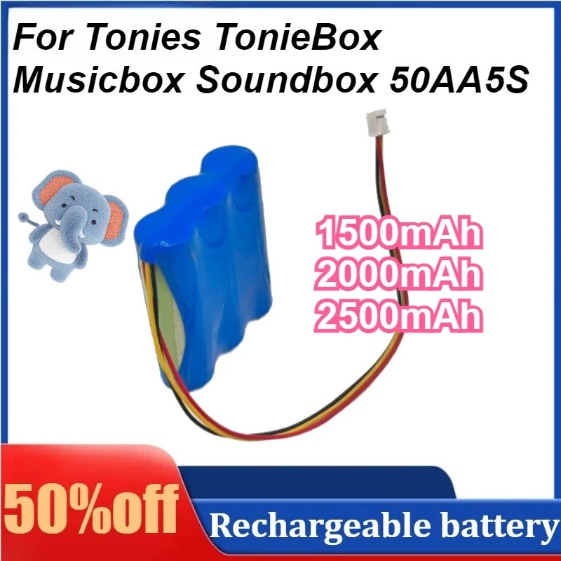 สําหรับแบตเตอรี่ Tonies TonieBox Musicbox Soundbox 50AA5S 2500mAh