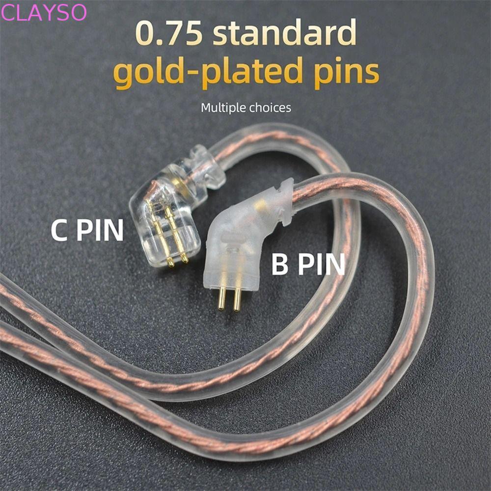 CLAYSO 2Pin สายหูฟังสําหรับ KZ ZEX B/C Pin 2Pin สาย Twisted สายอัพเกรด High-Purity ZS10 หูฟังลวด