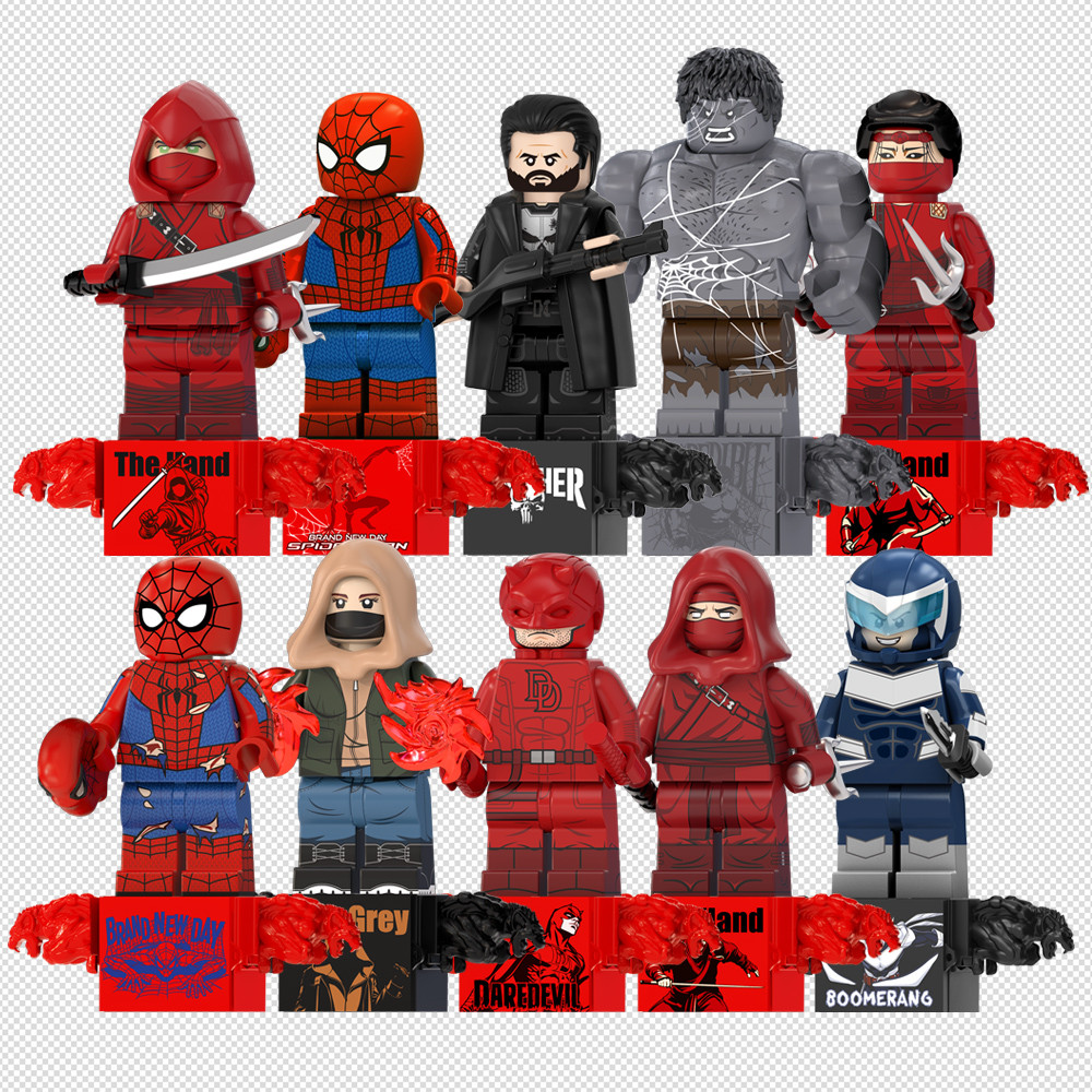 Hot Spider-man ยี่ห้อ New Day The Hand Frank Scorpion Jean Grey Hulk Block ของเล่นตุ๊กตาสะสม