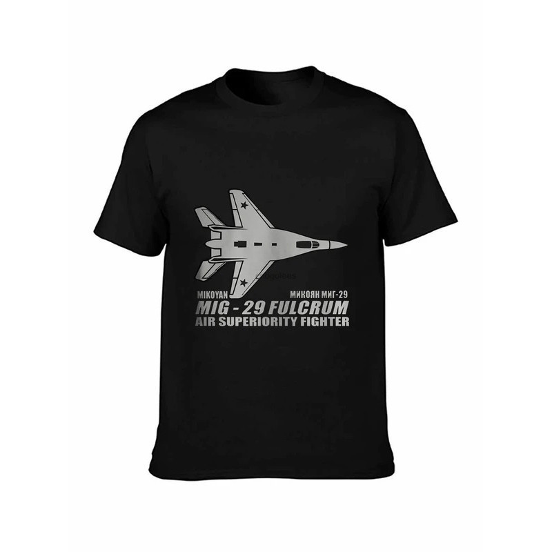 เสื้อยืด Mig 29 Fulcrum Mikoyan เครื่องบินรบทางทหาร