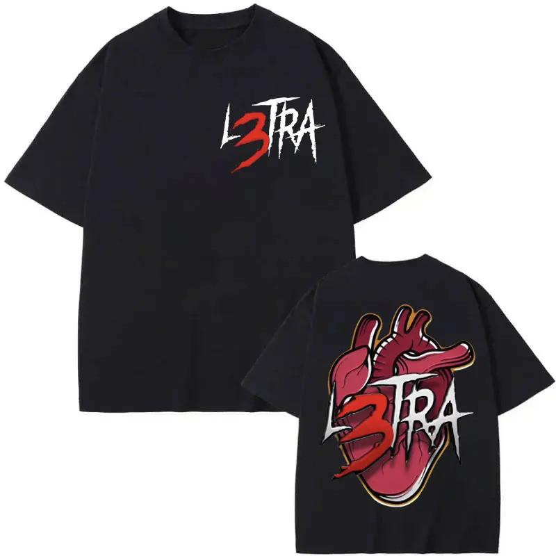 เสื้อยืดลายแร็ปเปอร์ Luar La L สินค้าขายดี เสื้อยืดพิมพ์ลายสองด้านจากอัลบั้มเพลง L3TRA เสื้อผ้าแฟชั่