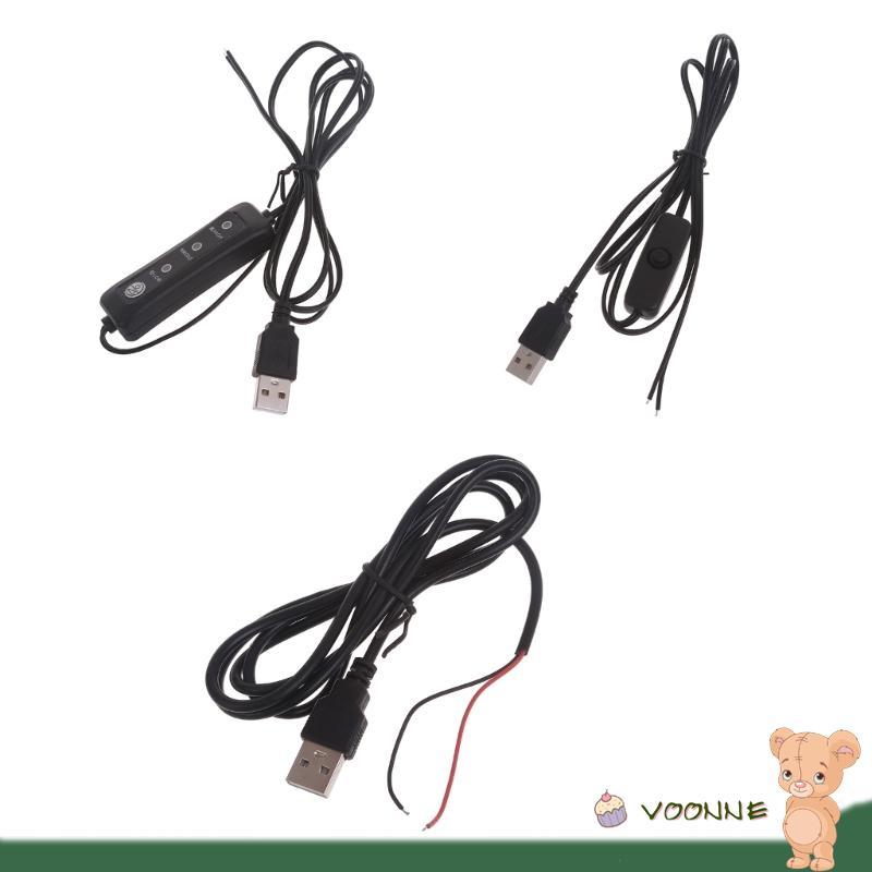 Voonne 5V USB DIY สายไฟบัดกรีพร้อมสวิตช์สําหรับไฟ LED 5V แฟนกล้อง