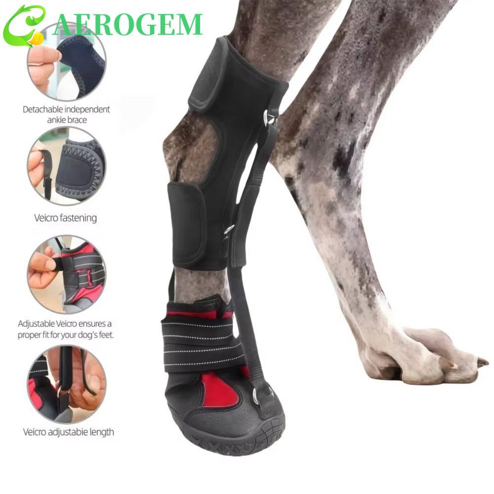 AEROGEM Corrective รองเท้าสุนัข,พร้อม Reel Breathable Drop Foot Brace สําหรับสุนัข, Anti Dirty Strap