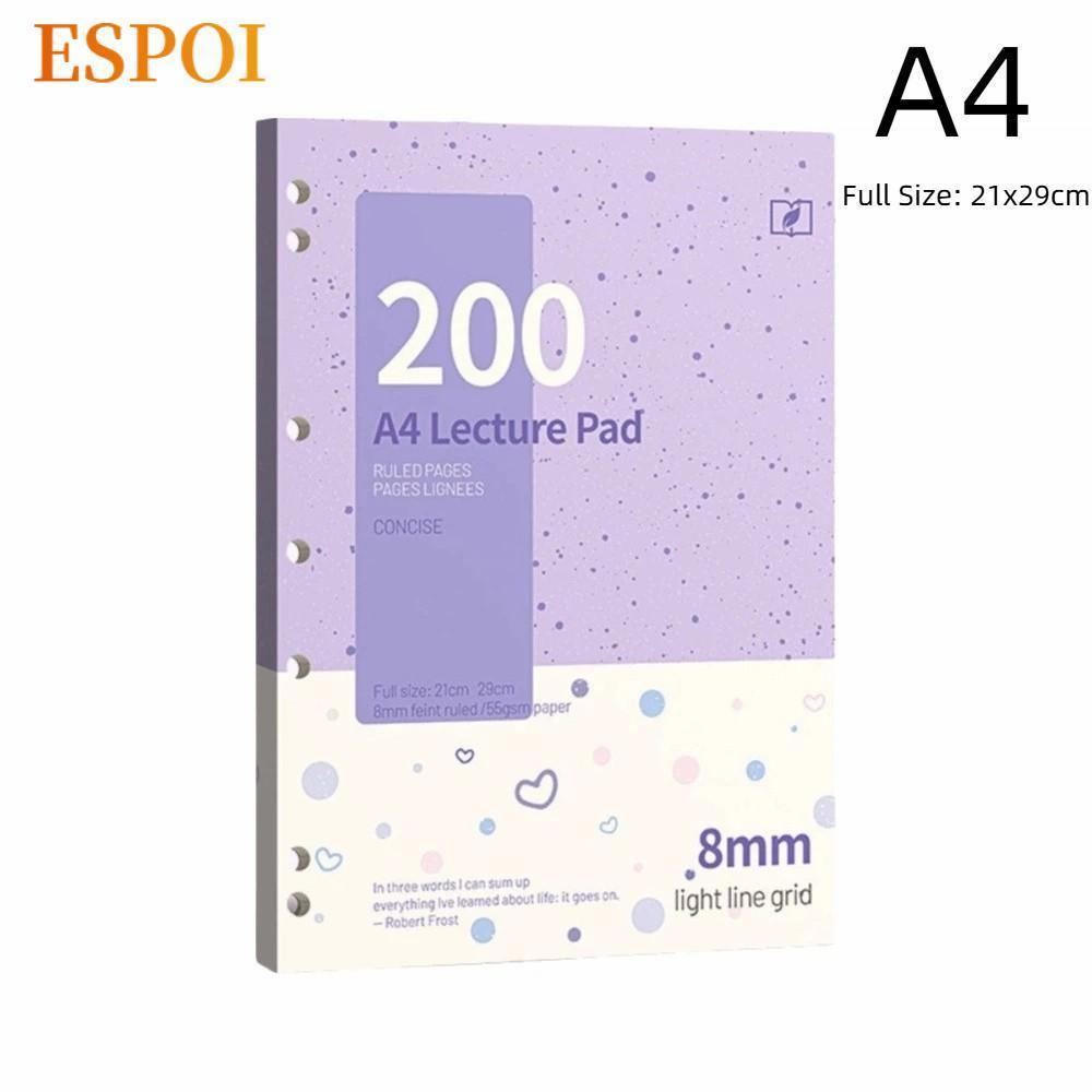 ESPOI A4 สมุดโน๊ตใบหลวมหนา, สมุดกรอบรูเบิลแนวนอน, สมุดบันทึกการเขียน 200 หน้า, สมุดบันทึกเวิร์กแทนสมุดบันทึก