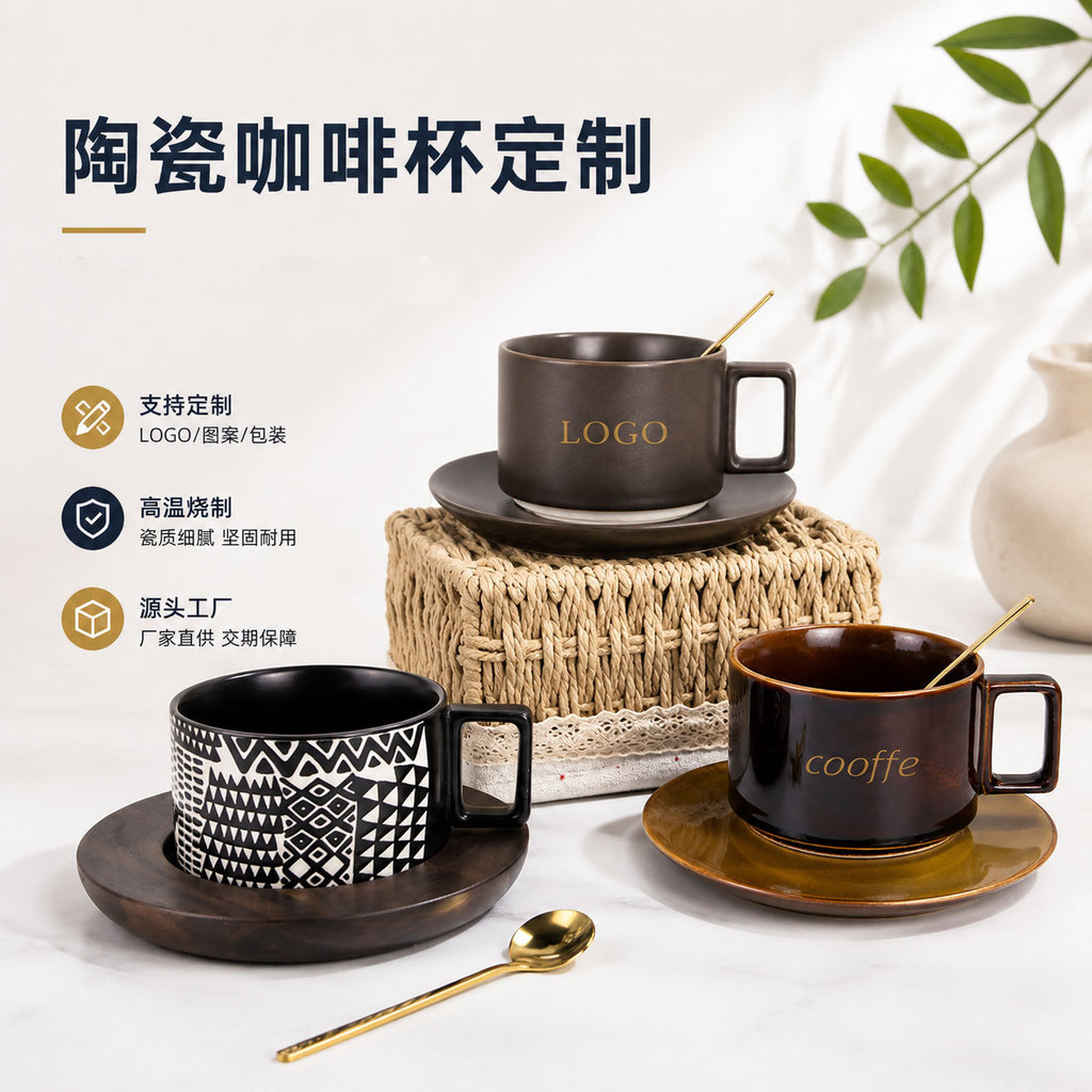 Yan Gao ชุดที่กําหนดเองถ้วยกาแฟญี่ปุ่นเคลือบเซรามิค CD ถ้วยในครัวเรือน Retro Milk Value Matte Coffee