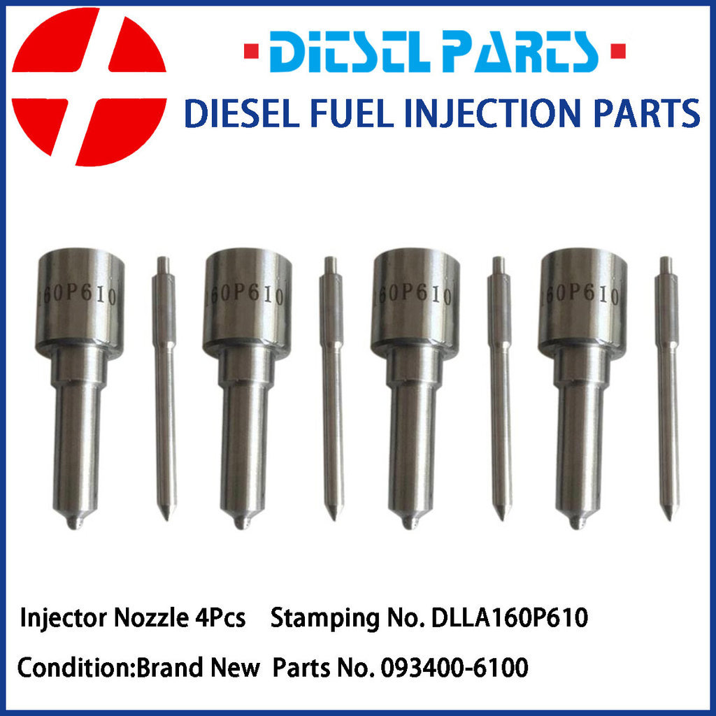 หัวฉีดหัวฉีดน้ํามันเชื้อเพลิงดีเซล 4 ชิ้น DLLA160P610 093400-6100 สําหรับ Fuso 4D33 4D34 ME014252